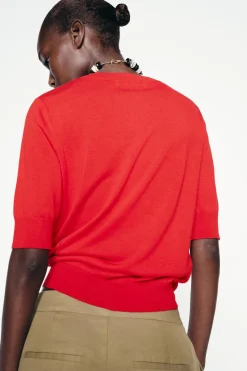 Discount TOP BÁSICO PUNTO LISO MANGA CORTA Mujer Cárdigan / Jerséis|Punto