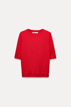 Discount TOP BÁSICO PUNTO LISO MANGA CORTA Mujer Cárdigan / Jerséis|Punto