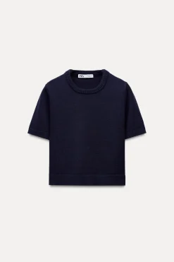 Discount TOP BÁSICO PUNTO LISO MANGA CORTA Mujer Cárdigan / Jerséis|Punto