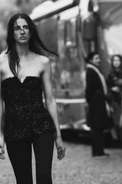 Discount TOP BUSTIER FLECOS LENTEJUELAS Mujer Tops / Bodies