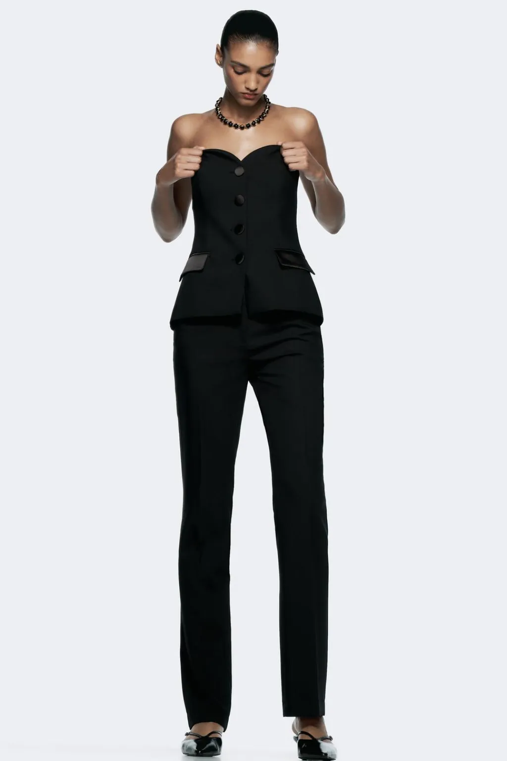 New TOP BUSTIER SMOKING COMBINADO SATINADO Mujer Tops / Bodies