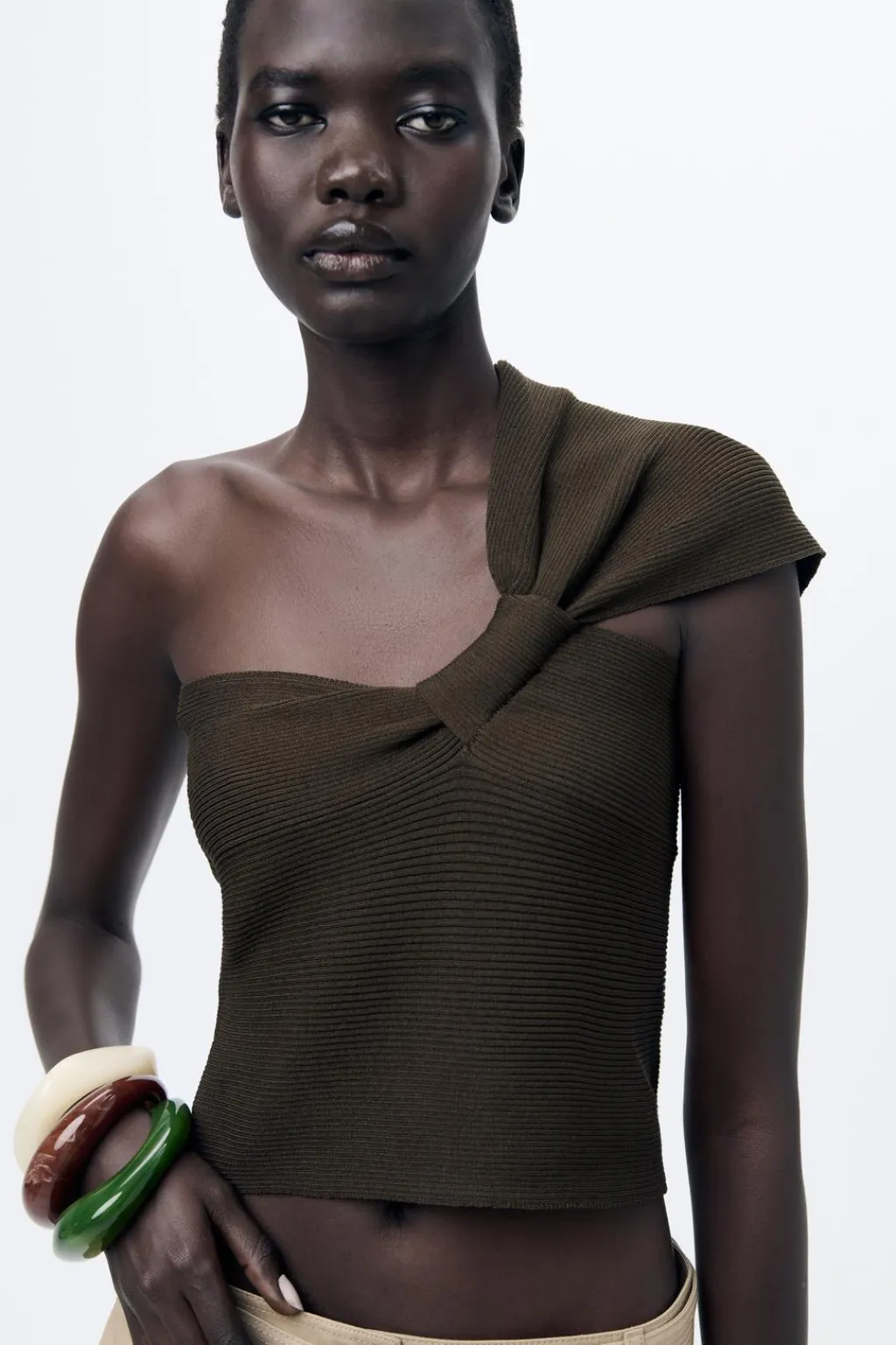 Fashion TOP CANALÉ PUNTO TIRANTE ASIMÉTRICO Mujer Cárdigan / Jerséis|Punto