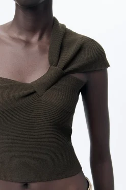 Fashion TOP CANALÉ PUNTO TIRANTE ASIMÉTRICO Mujer Cárdigan / Jerséis|Punto