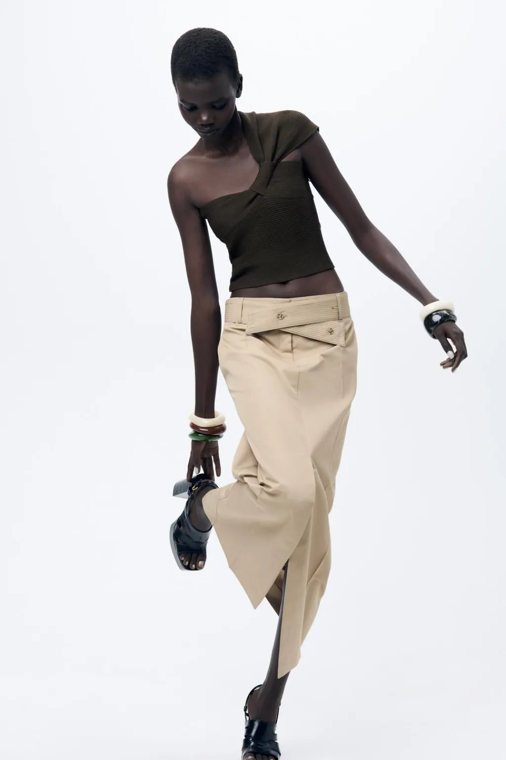 Fashion TOP CANALÉ PUNTO TIRANTE ASIMÉTRICO Mujer Cárdigan / Jerséis|Punto