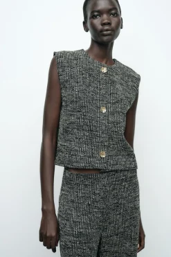 Best TOP CHALECO ESTRUCTURA BOTONES Mujer Tops / Bodies