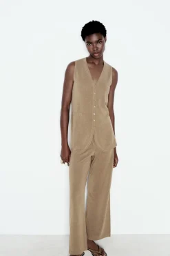 Outlet TOP CHALECO LARGO PUNTO Mujer Cárdigan / Jerséis|Punto