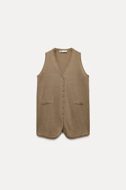 Outlet TOP CHALECO LARGO PUNTO Mujer Cárdigan / Jerséis|Punto