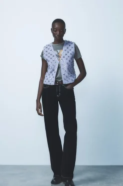 Clearance TOP CHALECO PUNTO ABALORIOS Mujer Tops / Bodies