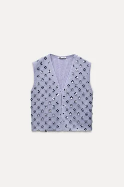 Clearance TOP CHALECO PUNTO ABALORIOS Mujer Tops / Bodies