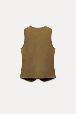 Sale TOP CHALECO PUNTO BOTÓN DORADO Mujer Cárdigan / Jerséis|Punto