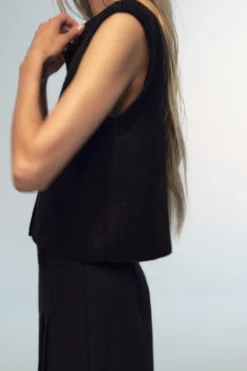 Best TOP CHALECO PUNTO LISO Mujer Cárdigan / Jerséis|Punto