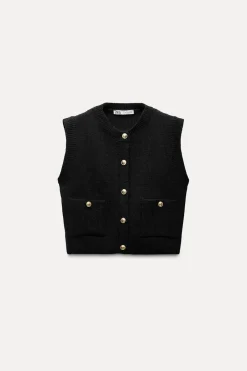 Best TOP CHALECO PUNTO LISO Mujer Cárdigan / Jerséis|Punto