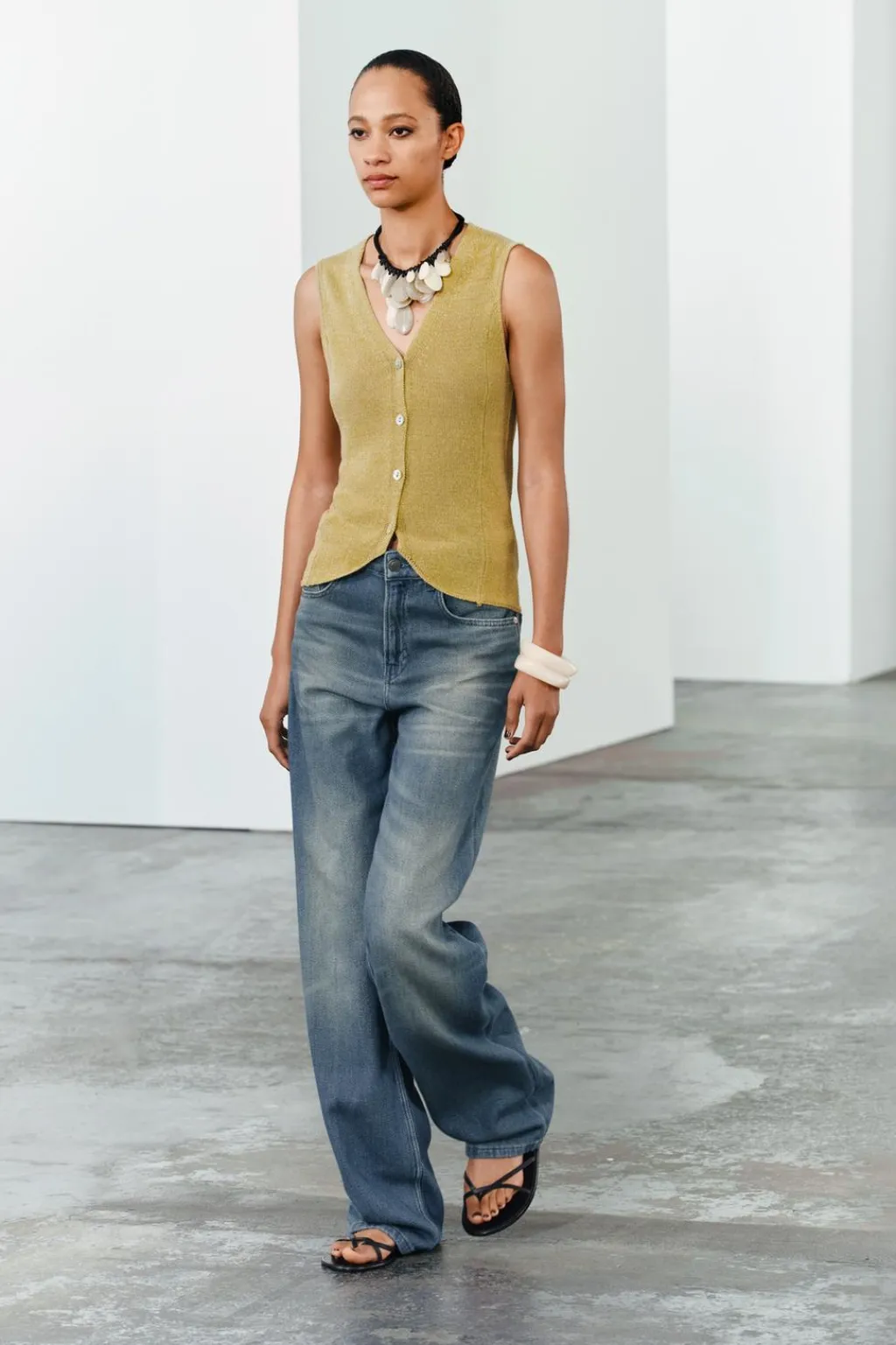 Online TOP CHALECO PUNTO LISO CON LINO Mujer Cárdigan / Jerséis|Punto