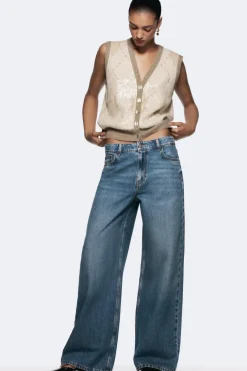 Best TOP CHALECO PUNTO ROMBOS LENTEJUELAS Mujer Cárdigan / Jerséis|Punto