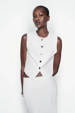 Online TOP CHALECO PUNTO STRETCH Mujer Cárdigan / Jerséis|Punto