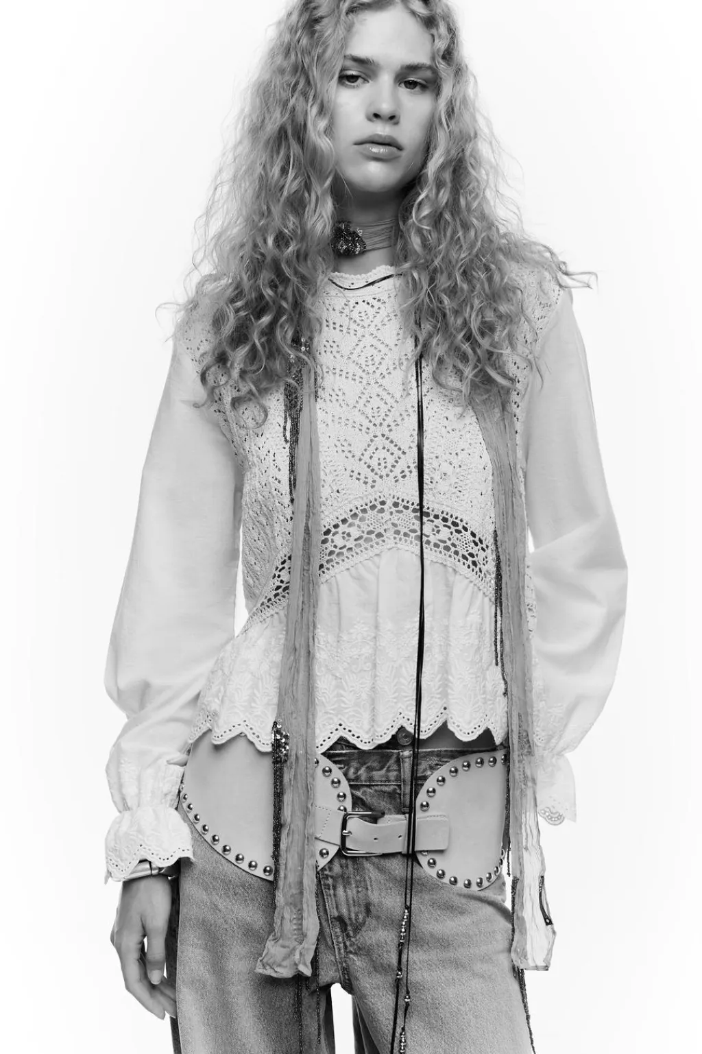 Hot TOP COMBINADO PUNTO POINTELLE Mujer Cárdigan / Jerséis|Punto