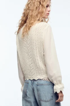 Hot TOP COMBINADO PUNTO POINTELLE Mujer Cárdigan / Jerséis|Punto