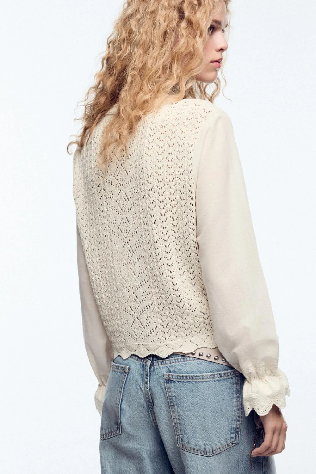 Hot TOP COMBINADO PUNTO POINTELLE Mujer Cárdigan / Jerséis|Punto