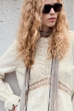 Hot TOP COMBINADO PUNTO POINTELLE Mujer Cárdigan / Jerséis|Punto