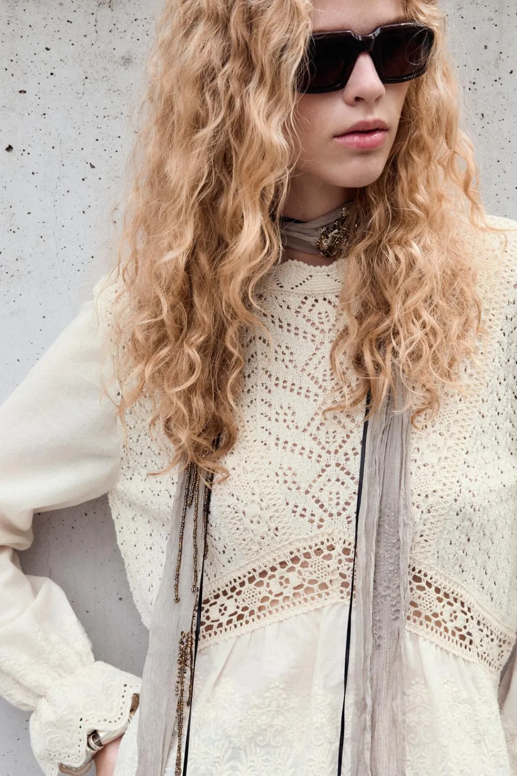 Hot TOP COMBINADO PUNTO POINTELLE Mujer Cárdigan / Jerséis|Punto