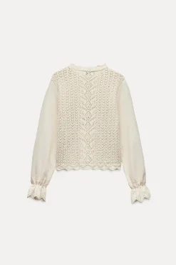 Hot TOP COMBINADO PUNTO POINTELLE Mujer Cárdigan / Jerséis|Punto