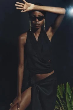 Online TOP CON LINO ZW COLLECTION Mujer Tops / Bodies