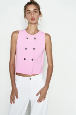 Sale TOP CORTO PUNTO LISO Mujer Cárdigan / Jerséis|Punto