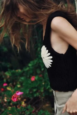 Sale TOP CROCHET PUNTO FLORES Mujer Cárdigan / Jerséis|Punto