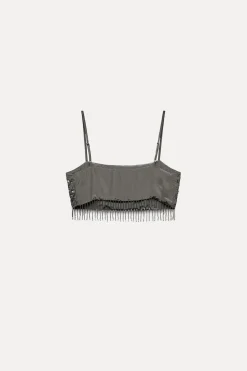 Hot TOP CROP ABALORIOS LENTEJUELAS Mujer Tops / Bodies