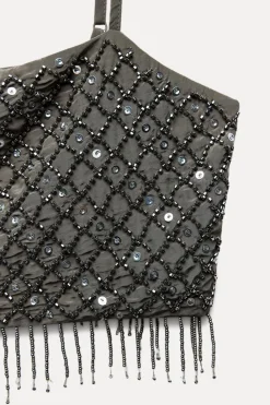 Hot TOP CROP ABALORIOS LENTEJUELAS Mujer Tops / Bodies