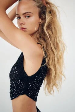 Clearance TOP CROP ASIMÉTRICO ENCAJE JOYAS Mujer Tops / Bodies