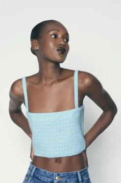 Fashion TOP CROP PUNTO Mujer Cárdigan / Jerséis|Punto