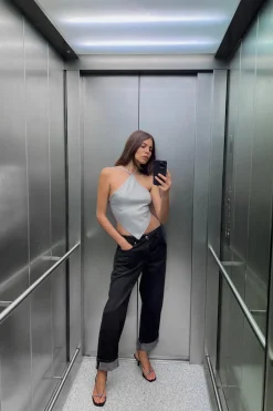 Discount TOP CROP PUNTO ESPALDA ABIERTA BRILLOS Mujer Cárdigan / Jerséis|Punto