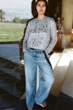 New TOP CROP TUL LENTEJUELAS Mujer Tops / Bodies