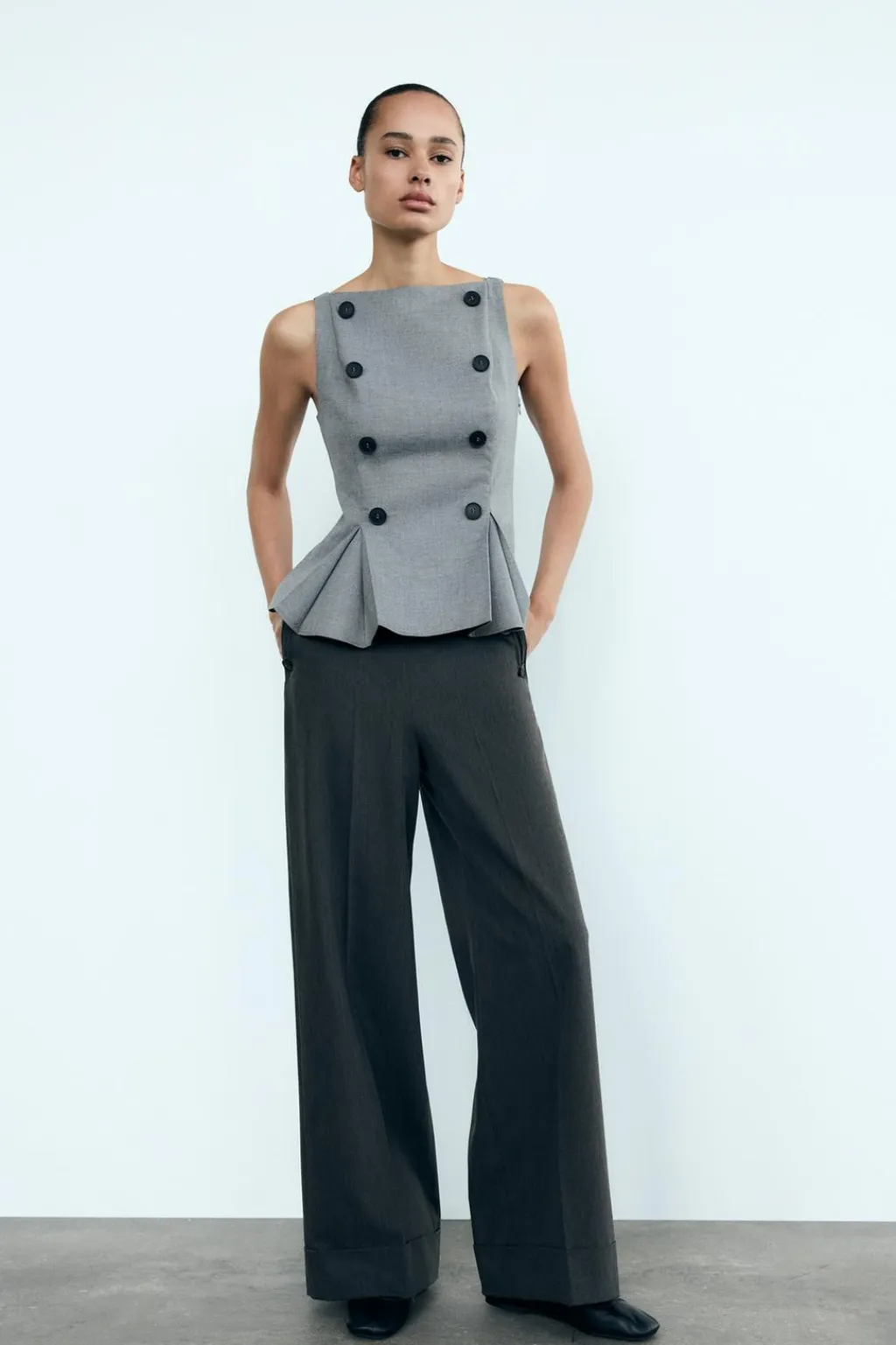 Fashion TOP CUELLO BARCO BOTONES Mujer Tops / Bodies