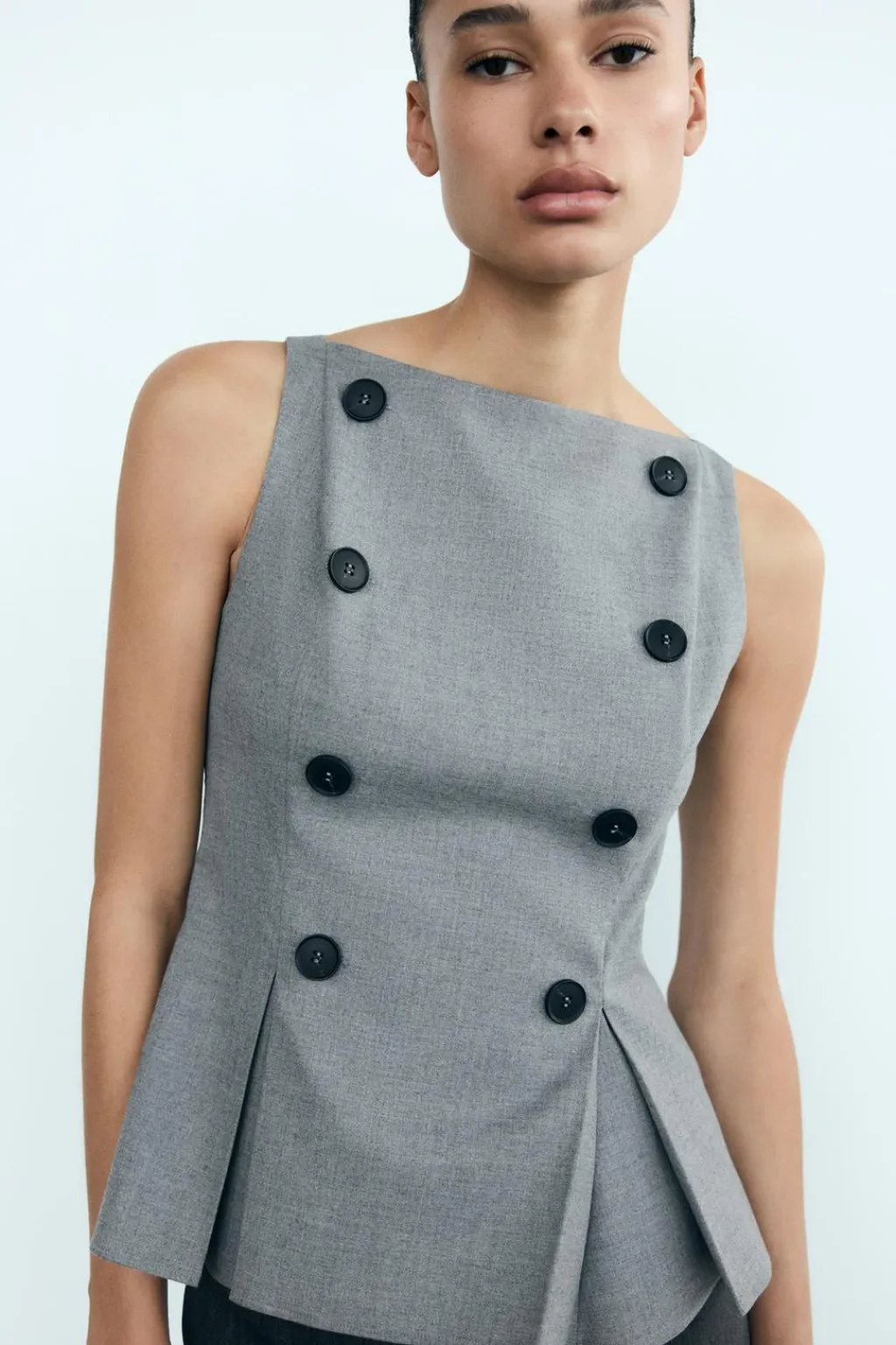 Fashion TOP CUELLO BARCO BOTONES Mujer Tops / Bodies