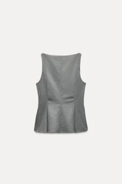 Fashion TOP CUELLO BARCO BOTONES Mujer Tops / Bodies