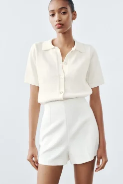 New TOP CUELLO POLO PUNTO LISO Mujer Cárdigan / Jerséis|Punto