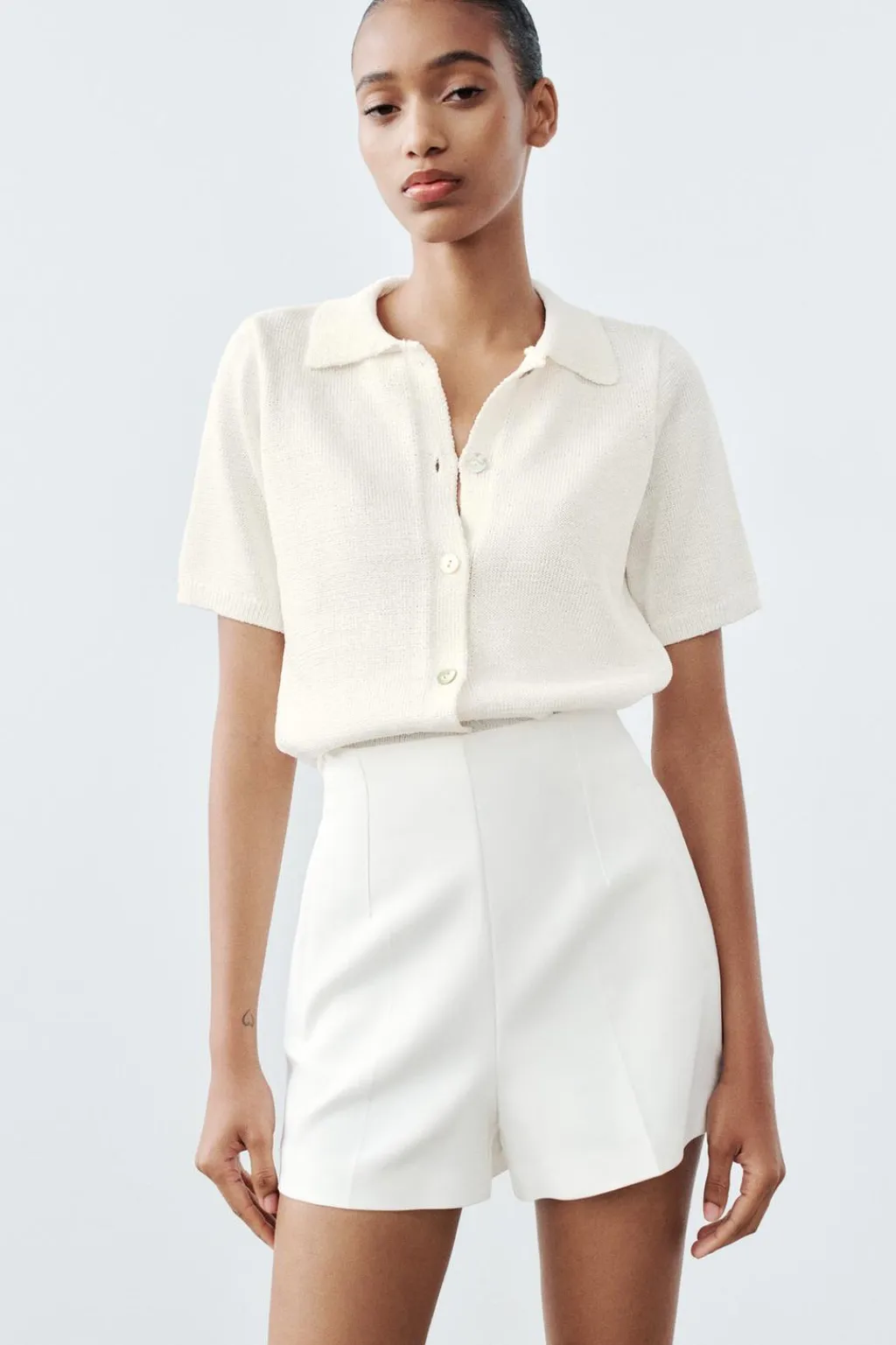 New TOP CUELLO POLO PUNTO LISO Mujer Cárdigan / Jerséis|Punto