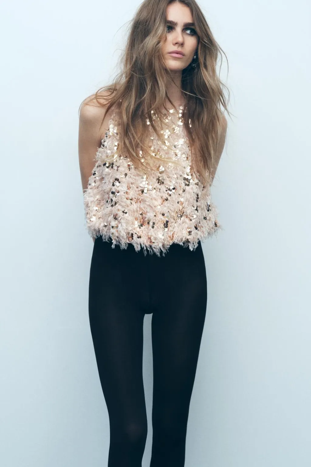 Discount TOP DESFLECADO LENTEJUELAS Mujer Tops / Bodies