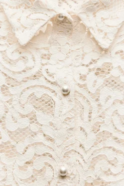 Best TOP ENCAJE BOTÓN PERLA Mujer Camisas / Blusas