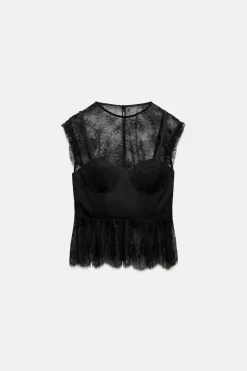 Sale TOP ENCAJE COMBINADO Mujer Tops / Bodies