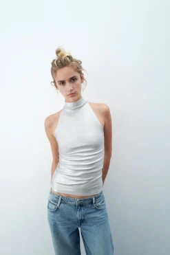 Clearance TOP HALTER CANALÉ FOIL Mujer Tops / Bodies