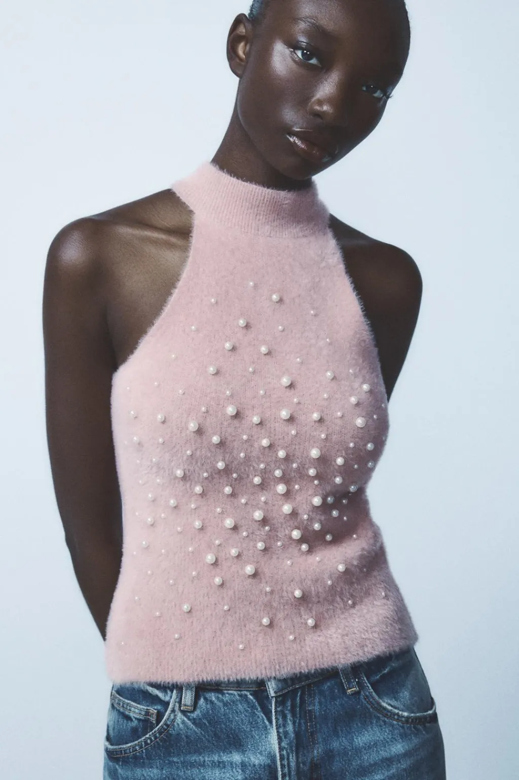 Online TOP HALTER EFECTO PELO PERLAS Mujer Tops / Bodies