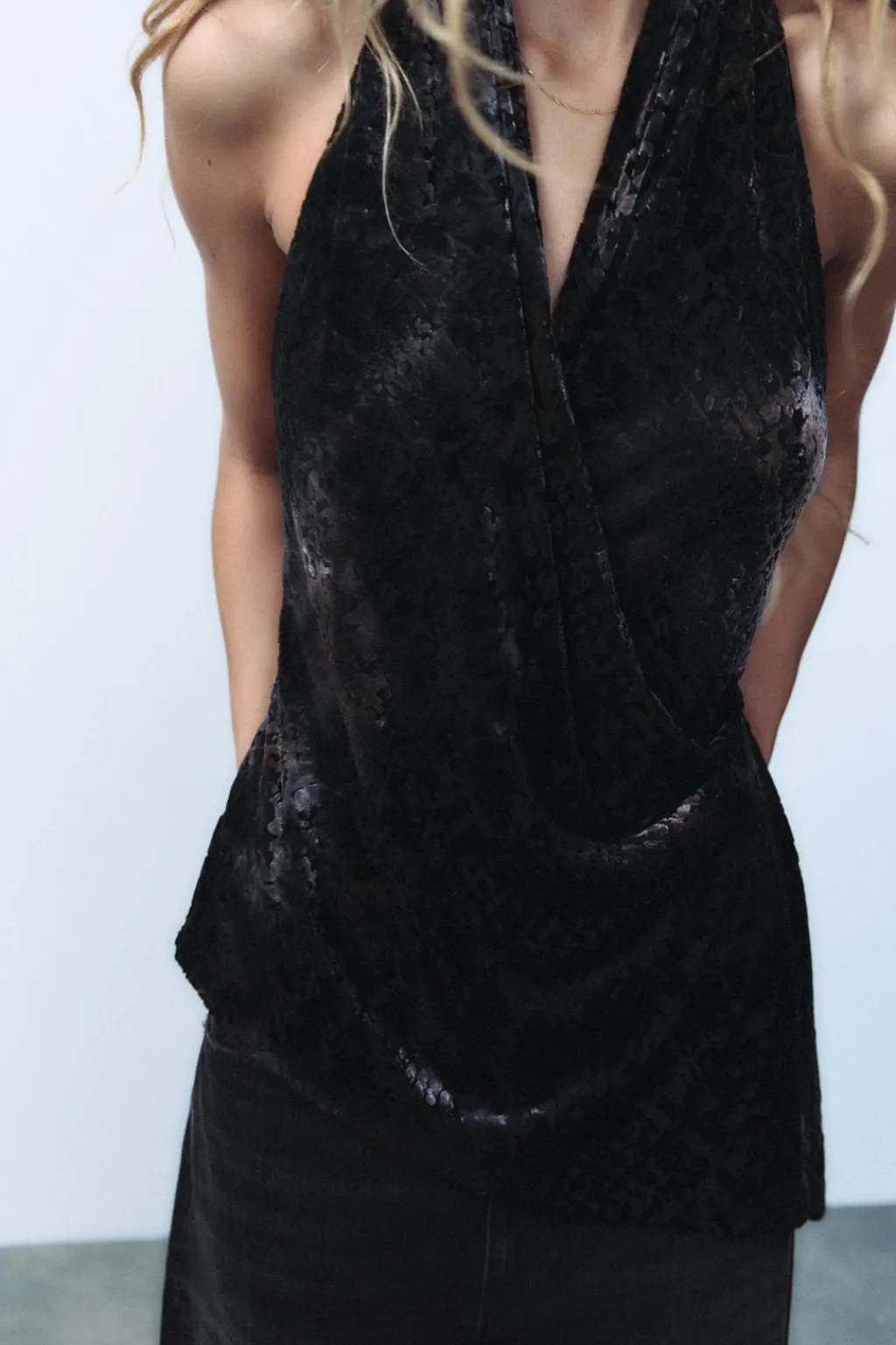 Sale TOP HALTER FLOCADO Mujer Tops / Bodies