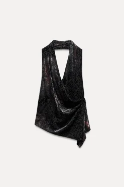 Sale TOP HALTER FLOCADO Mujer Tops / Bodies