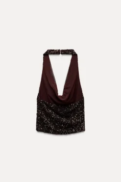 Hot TOP HALTER LENTEJUELAS Mujer Tops / Bodies