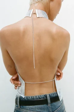 Fashion TOP HALTER METÁLICO Mujer Tops / Bodies
