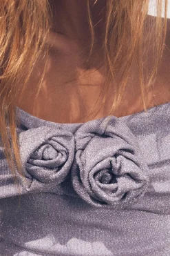 Sale TOP HILO METALIZADO FLORES RELIEVE Mujer Tops / Bodies