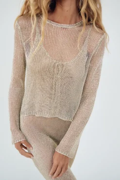 Clearance TOP JERSEY RED HILO METALIZADO Mujer Tops / Bodies